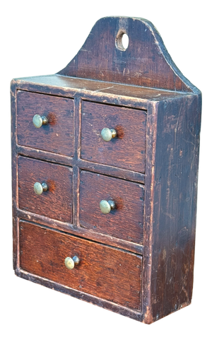 Wall Hanging Spice Box in Oak and Pine, 1840s