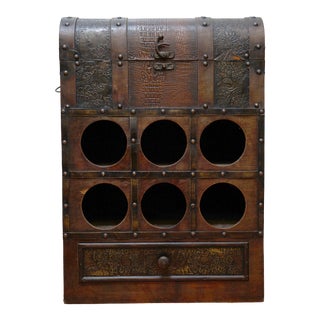 1930s Mahogany & Faux Alligator Wine Cellarette Cabinet For Sale