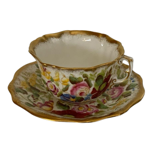 Vintage Hammersley "Queen Anne" Bone China Flat Cup & Saucer Made in England 1940s-1950s