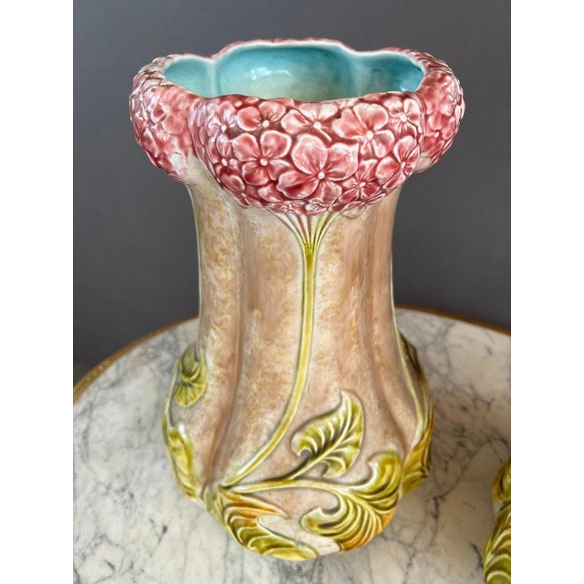 Ceramic 20th Century Art Nouveau Earthenware Vases, 1890s, Set of 2 For Sale - Image 7 of 8