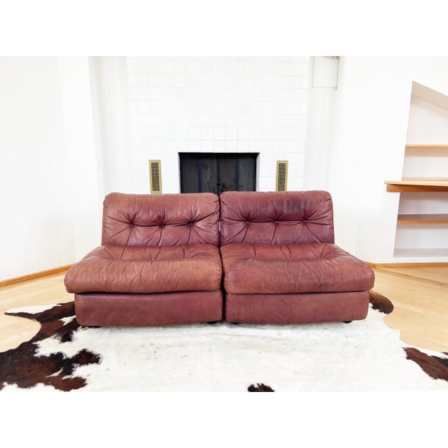 Animal Skin 1970s Brown Leather Amanta Lounge Chair by Mario Bellini for C&b Italia (Last One) For Sale - Image 7 of 8