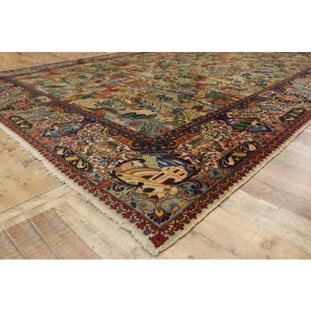 Antique Persian Tabriz Village Pictorial Rug - 11'02 X 14'07 For Sale In Dallas - Image 6 of 9