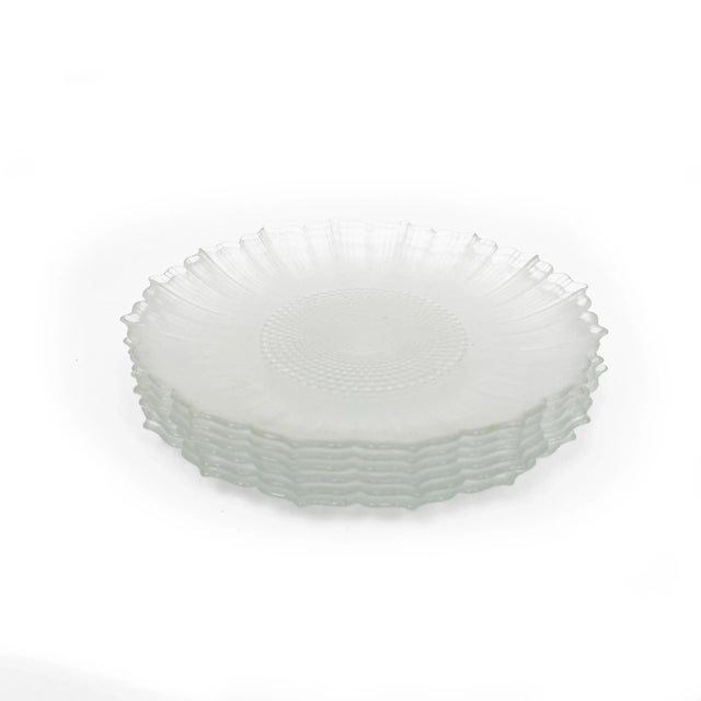 Vintage mid-century set of 6 medium-large flower shaped glass plates. These stunning plates were made with sparkling...