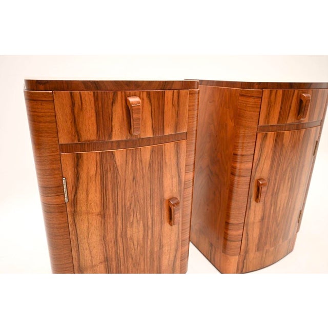 Brown Art Deco Walnut Bedside Cabinets, 1930, Set of 2 For Sale - Image 8 of 10