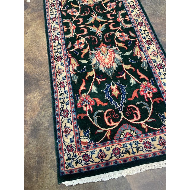 Traditional 1990s Handwoven Persian Design Indian Rug 2'6" X 10'2" For Sale - Image 3 of 4