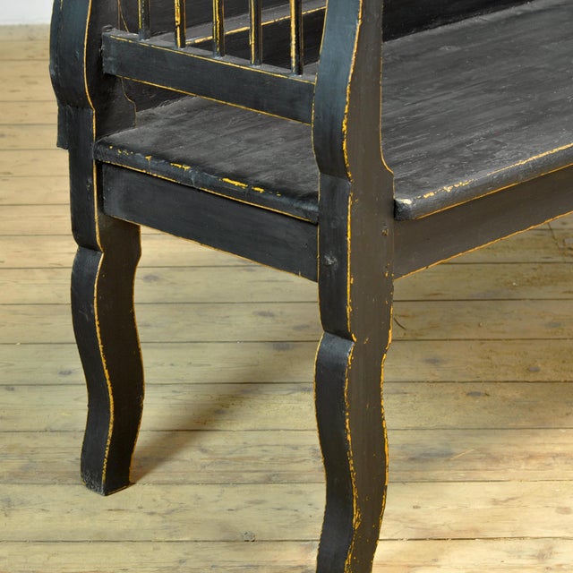 Black Antique Pine Bench, 1900s For Sale - Image 8 of 11