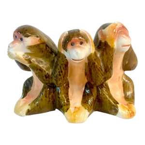 1950s Vintage Boho Chic Speak, Hear, See No Evil Monkey Salt & Pepper Shaker.