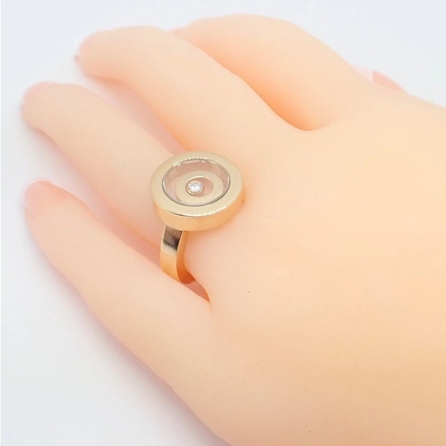 Chopard Yellow Gold Diamond Double Circle Happy Spirit Ring, Size 6.75 For Sale - Image 9 of 12