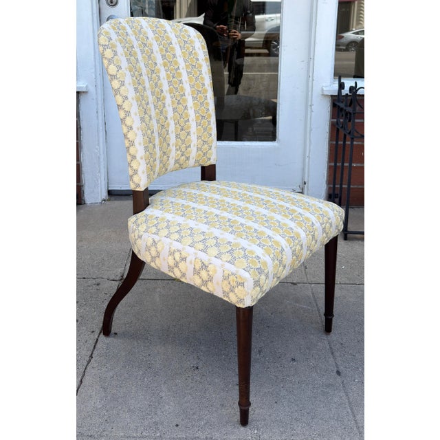 Classical Style Erika Brunson for Dessin Fournir Desk Chair. Freshly upholstered in expensive cut velvet fabric.