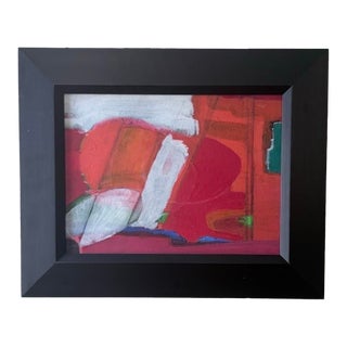 1990s Bold and Striking Acrylic Abstract Painting in Reds by Jean Masters, 18” X 22” For Sale