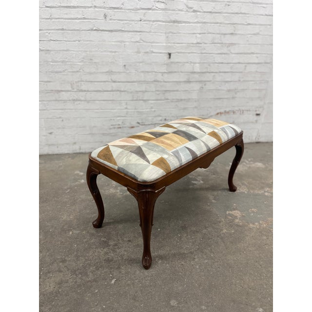 Wood Newly Upholstered Queen Anne Style Vanity or Piano Bench For Sale - Image 7 of 10