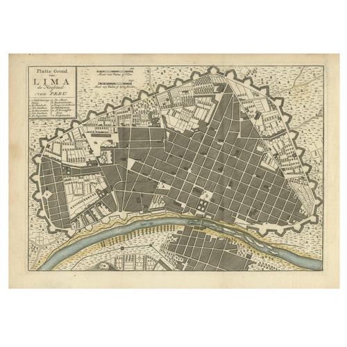 Antique Map of Lima, Peru from Isaak Tirion, 1769 For Sale - Image 9 of 9