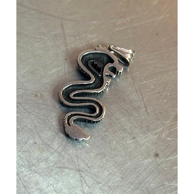 Large Silver Tone Chinese Dragon Pendant For Sale - Image 4 of 5