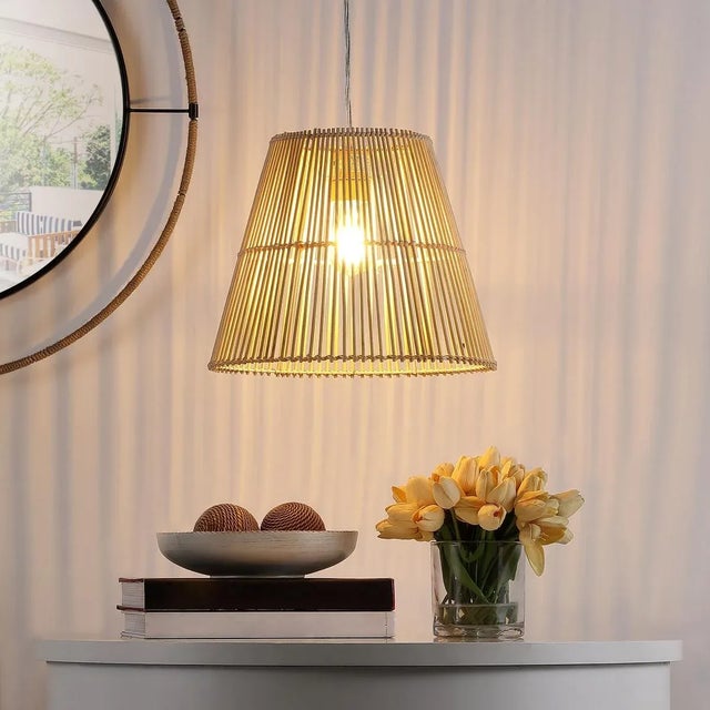 Modern Senya 14.5" Rattan Pendant in Natural For Sale - Image 3 of 3