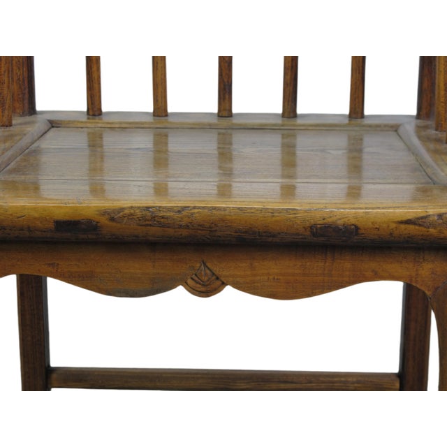 Wood Double Happiness Chinese Antique Arm Chair For Sale - Image 7 of 10