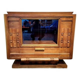 Brutalist French Art Deco Mahogany Sideboard in the Style of Charles Dudouyt For Sale