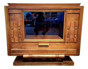 Brutalist French Art Deco Mahogany Sideboard in the Style of Charles Dudouyt