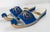 We are selling this gorgeous pair of Turkish slippers or shoes. The shoes have bright blue velvet and leather construction...