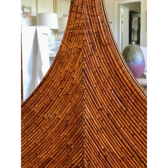 1970’s Vivai Del Sud Pencil Reed Rattan Mirrored Screen For Sale - Image 9 of 13