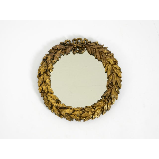 Small Mid-Century Modern French Wall Mirror with Ornate Brass Frame, 1950s For Sale - Image 17 of 17