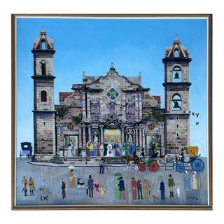 Agustin Gainza Oil Painting "Wedding at the Havana Cathedral C1880" For Sale
