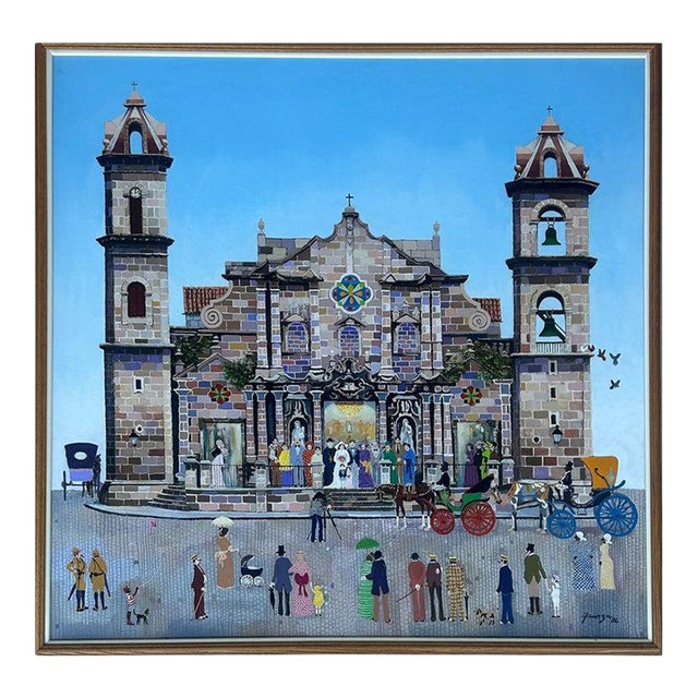 Agustin Gainza Oil Painting "Wedding at the Havana Cathedral C1880" For Sale