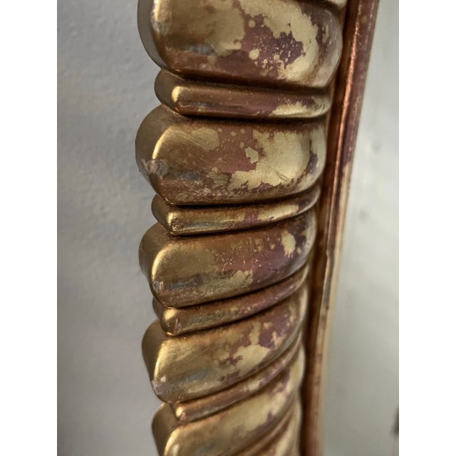 Mid-Century Modern Vintage Gold Oval Mirror For Sale - Image 3 of 8