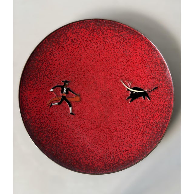 Enamel Copper Plate with Matador and Bull by Albert Gustav Bunge, Germany, 1950s For Sale - Image 6 of 6