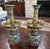 An exceptional, rare pair of late 19th-century Chinese Qing Dynasty cloisonné (champlevé) enamel on copper pricket candle...