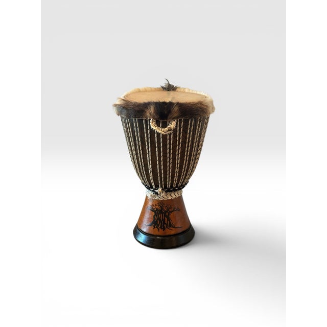 Wood Professional West African Djembe Hand Carved Baobab Tree Drum With Case For Sale - Image 7 of 7