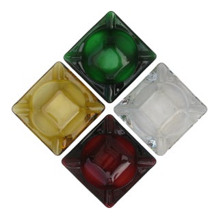 Mid-Century Modern Art Glass Ashtrays, Set of 4 For Sale