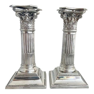 Pair of English Sheffield Silver Candlesticks For Sale