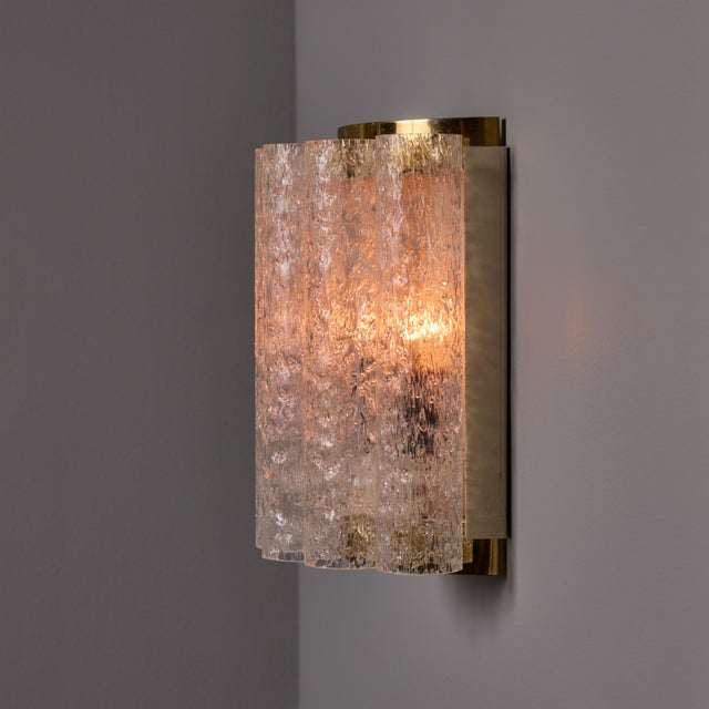 Mid-Century Modern 1970s Doria Leuchten Brass and Ice Glass Wall Lamps - a Pair For Sale - Image 3 of 17