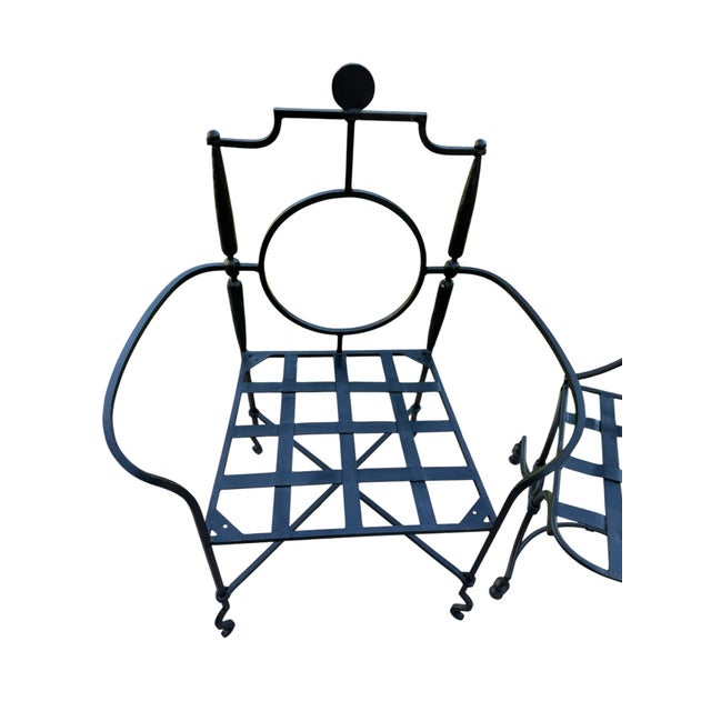 Gilbert Poillerat Three Wrought Iron Chairs After the 1943 Models by Gilbert Poillerat (1902- 1988), Second Half 20th Century For Sale - Image 4 of 15