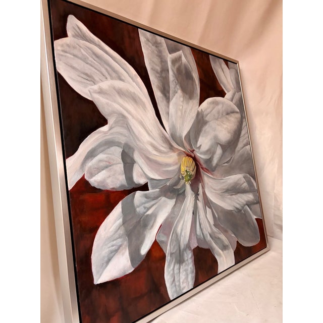 Abstract Expressionism Framed Oil on Canvas Magnolia by Shelly Gurton Titled "Margaux" For Sale - Image 3 of 11