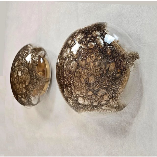 Mid-Century Modern Pair of Brown Mid-Century Modern Murano Glass Sconces 1960s For Sale - Image 3 of 12
