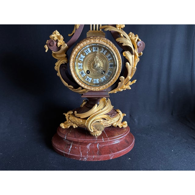 1840 French Louis XVI Bronze Marble Lyre Clock - 1 Pc For Sale - Image 17 of 18