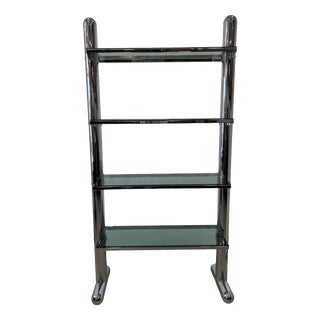 Vintage Glass and Steel Bookcase, 1970s For Sale