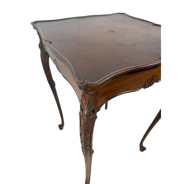 Vintage French Provincial Tall Square Table With Sculptural Turned Legs For Sale In Philadelphia - Image 6 of 15