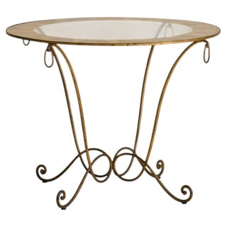 French Gilt Iron Cocktail Table with Églomisé Glass Top, 1940s For Sale