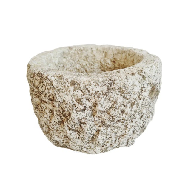 Mid 20th Century Vintage Chiseled Granite Small Stone Pot For Sale - Image 5 of 5