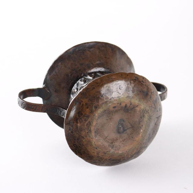 Brown Embossed Copper Vase For Sale - Image 8 of 10