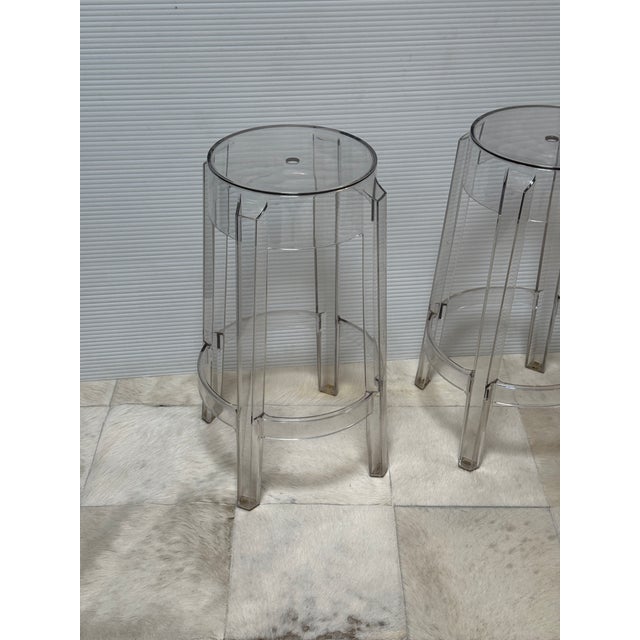 Philippe Starck for Kartell Charles Ghost Counter Stools, Pair For Sale - Image 11 of 12