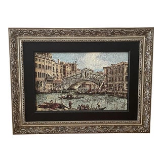 Venice Canal With Bridge | Decorative Textile-Style Artwork For Sale