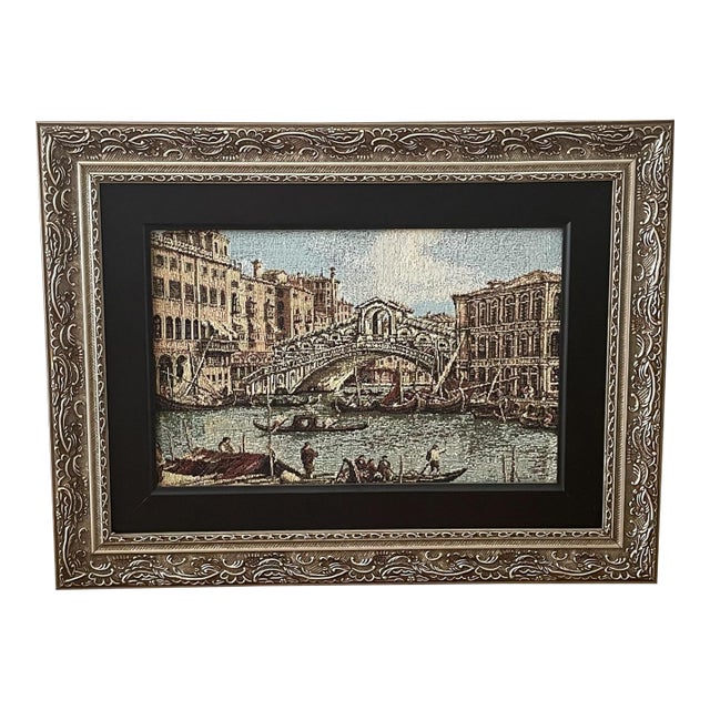 Venice Canal With Bridge | Decorative Textile-Style Artwork For Sale