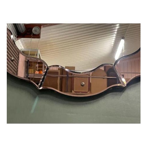 Pink French Art Deco Convex Peach Coloured Wall Mirror, 1920s For Sale - Image 8 of 11