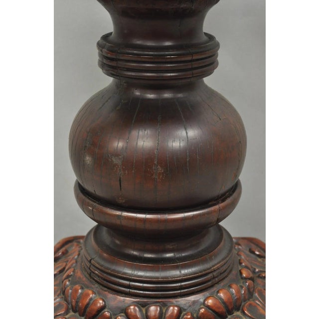 Antique American Empire Carved Mahogany Cannonball Paw Foot Pedestal Table Base For Sale - Image 13 of 18