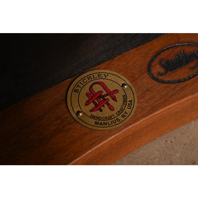 Stickley Mission Arts & Crafts Cherry Wood High Back Spindle Armchairs, Pair For Sale - Image 11 of 12