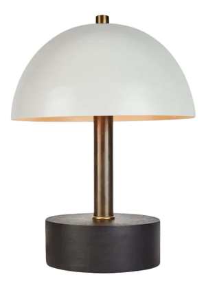 Nena' Table Lamp in White Metal and Wood by Alvaro Benitez