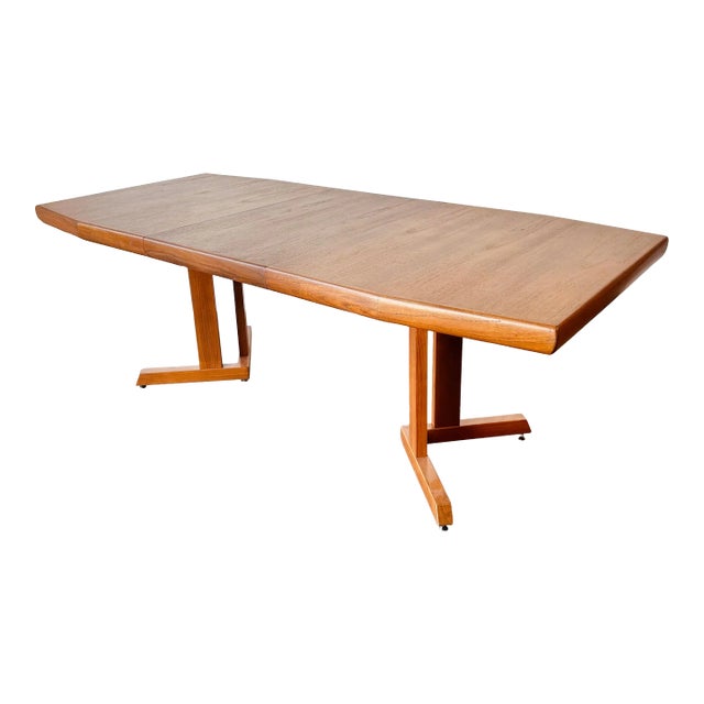 Danish Teak Octagonal Pedestal Base Dining Table For Sale